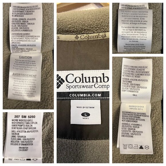 Columbia Men's L Dk Gray Insulated Jacket With Fleece Lining Logo Zip Pockets - Picture 12 of 16